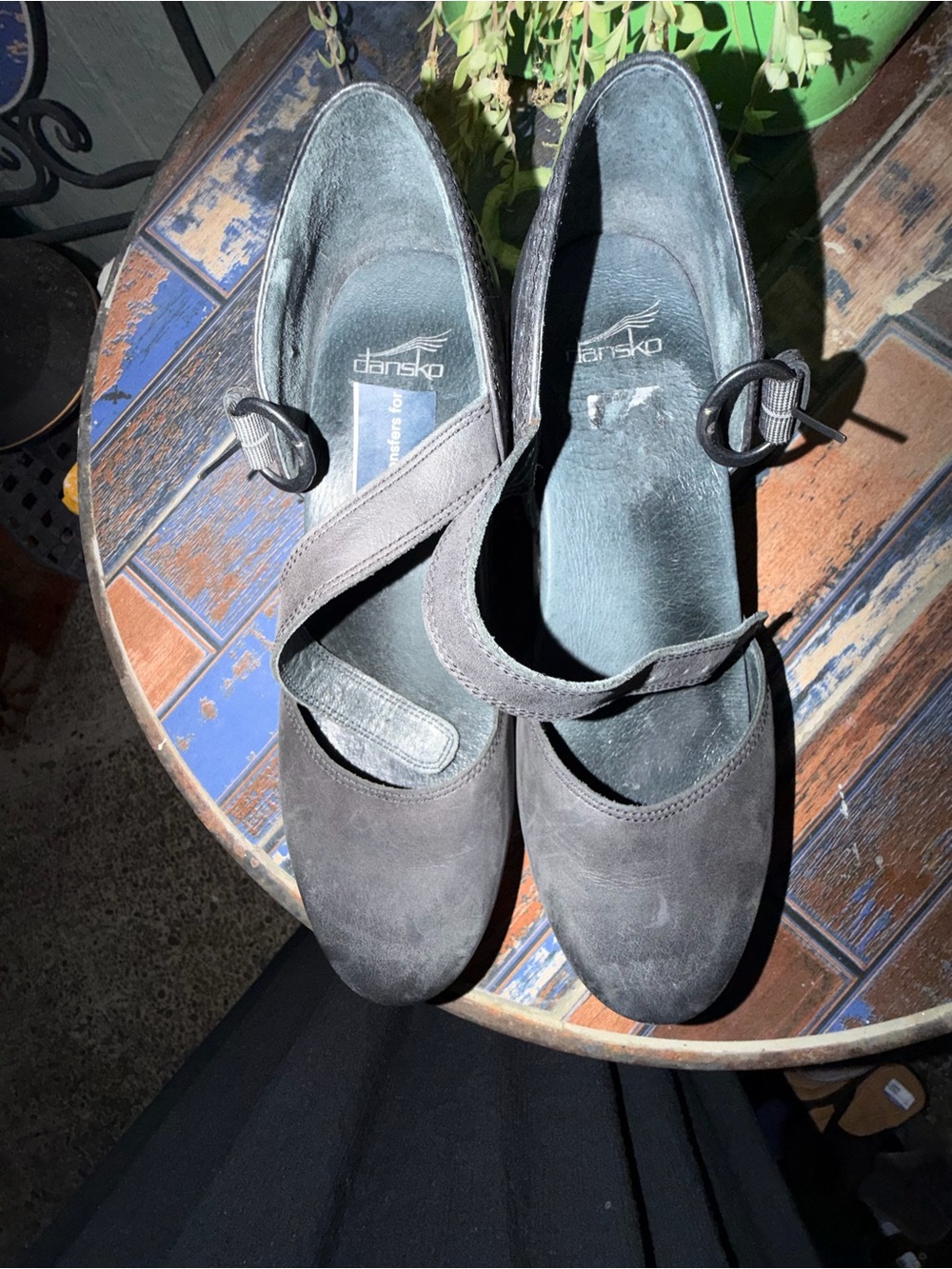 Dansko Gray Suede Mary Jane Flats with Adjustable Strap